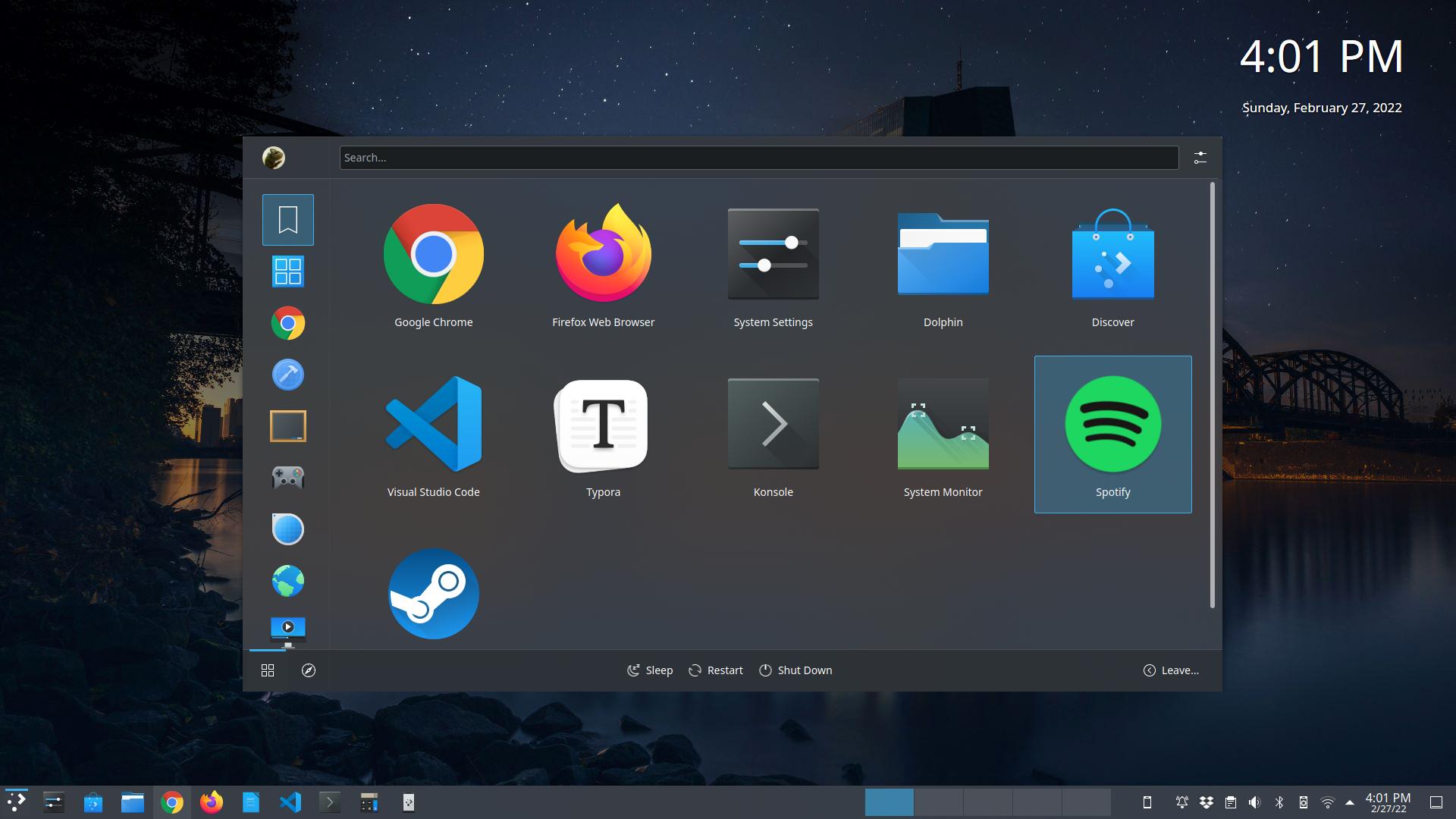 kubuntu KDE Plasma Application Launcher is opening in the middle of