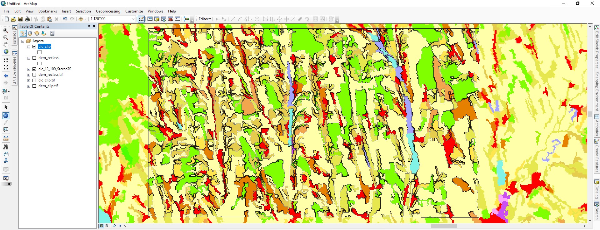 arcmap How to Calculate area of LULC at different elevation by using