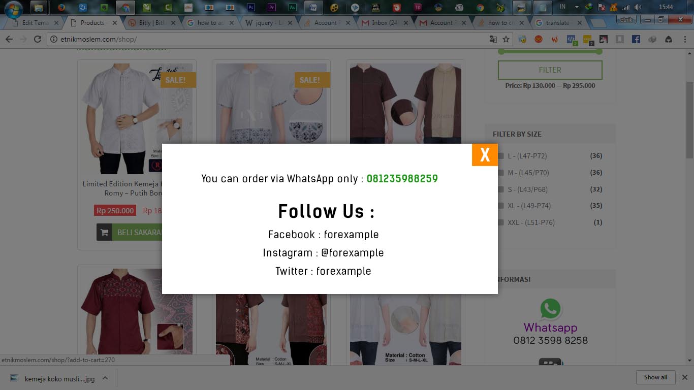 javascript how to create popup message when we click add to cart
