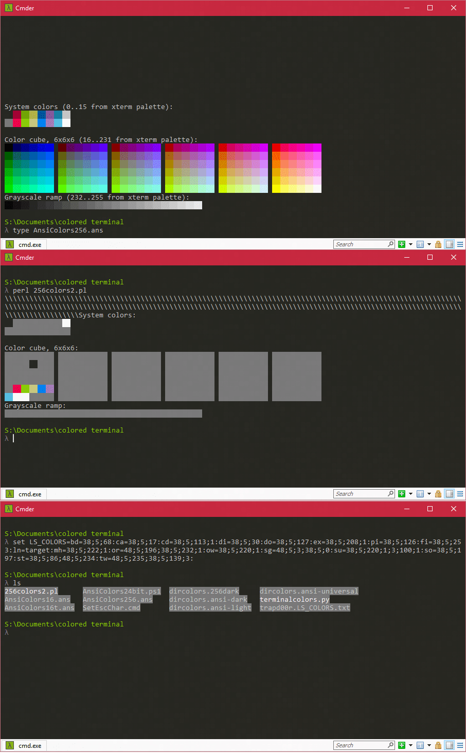 windows 10 ConEmu + ls 256 colors not working Super User