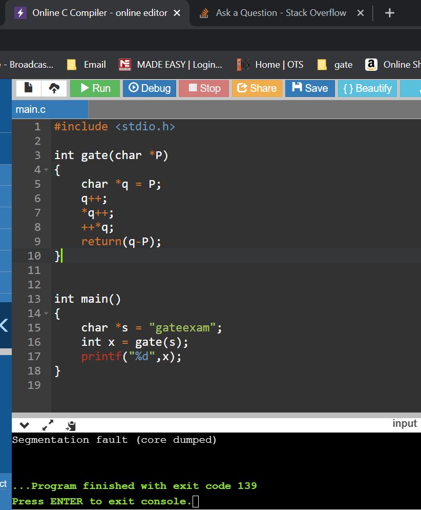 pointers Pre increment operator and dereference operator resulting in segmentation fault, can