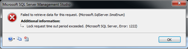 sql server What causes "lock request time out period exceeded" when