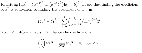discrete mathematics Finding the coefficient of x^{18} in ({5x^6