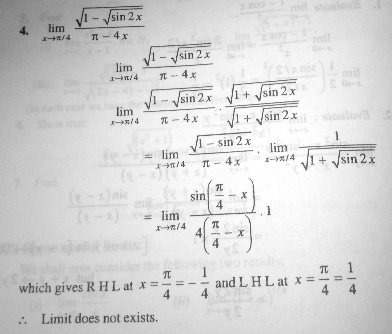 limits How to evaluate \lim_{x \to \frac{\pi}{4}} \frac{\sqrt{1