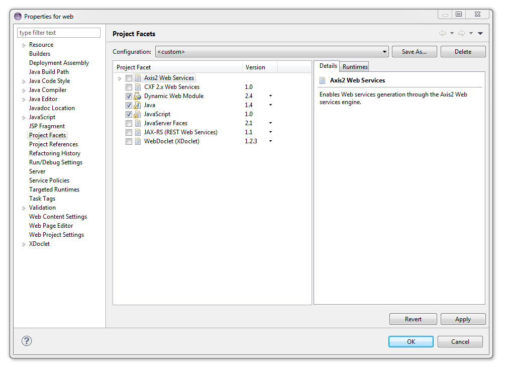 How do I change the Java version of my "installed project facet" in