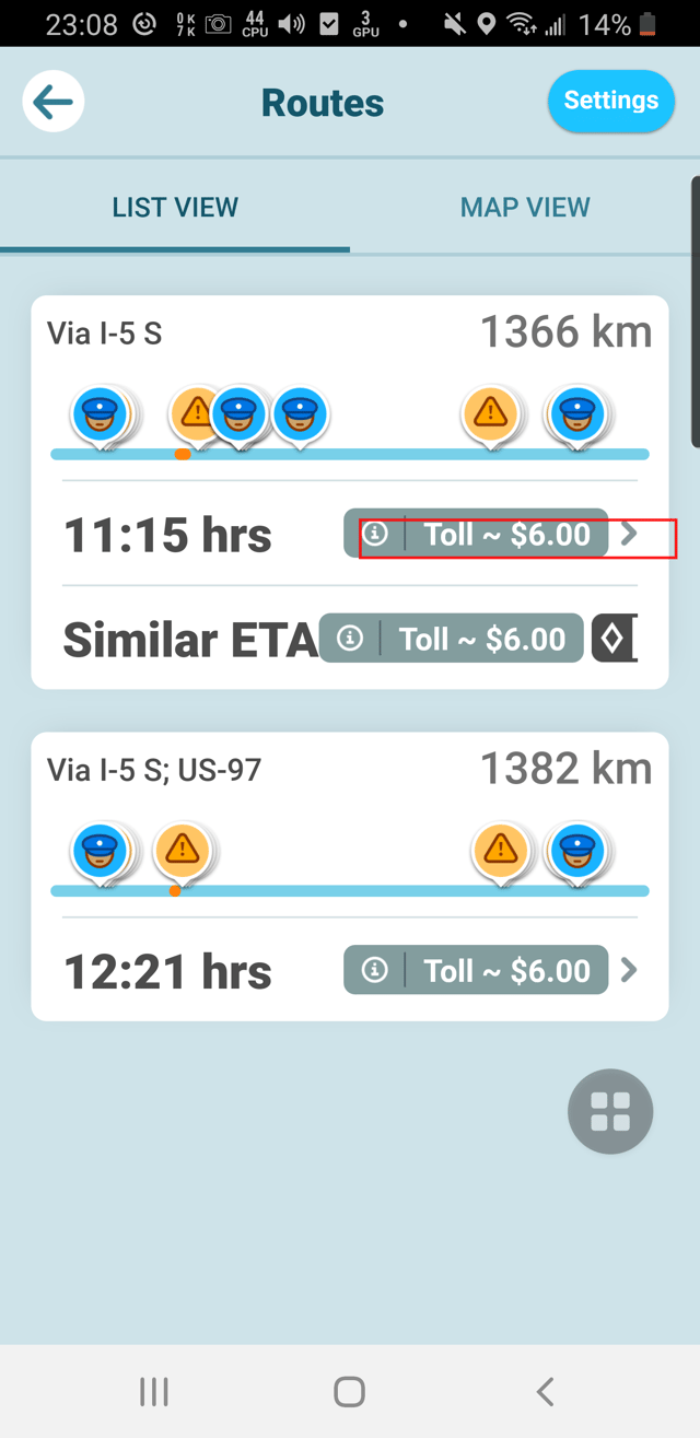 usa Is there an easy way to calculate the total cost of tolls for a trip within the United