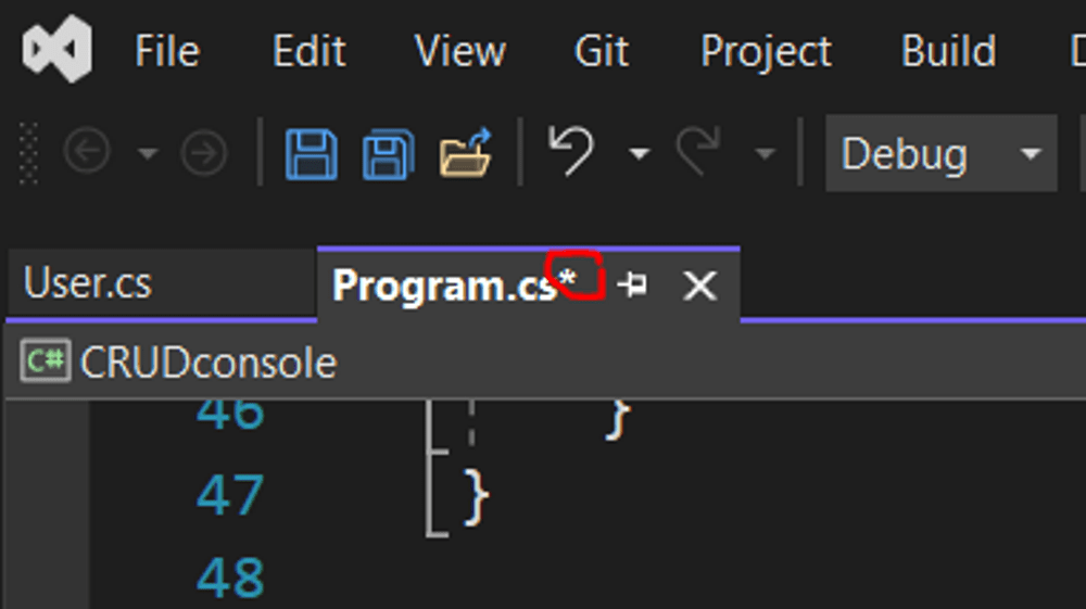 How to remove Asterisk (*) symbol from unsaved window tab in Visual