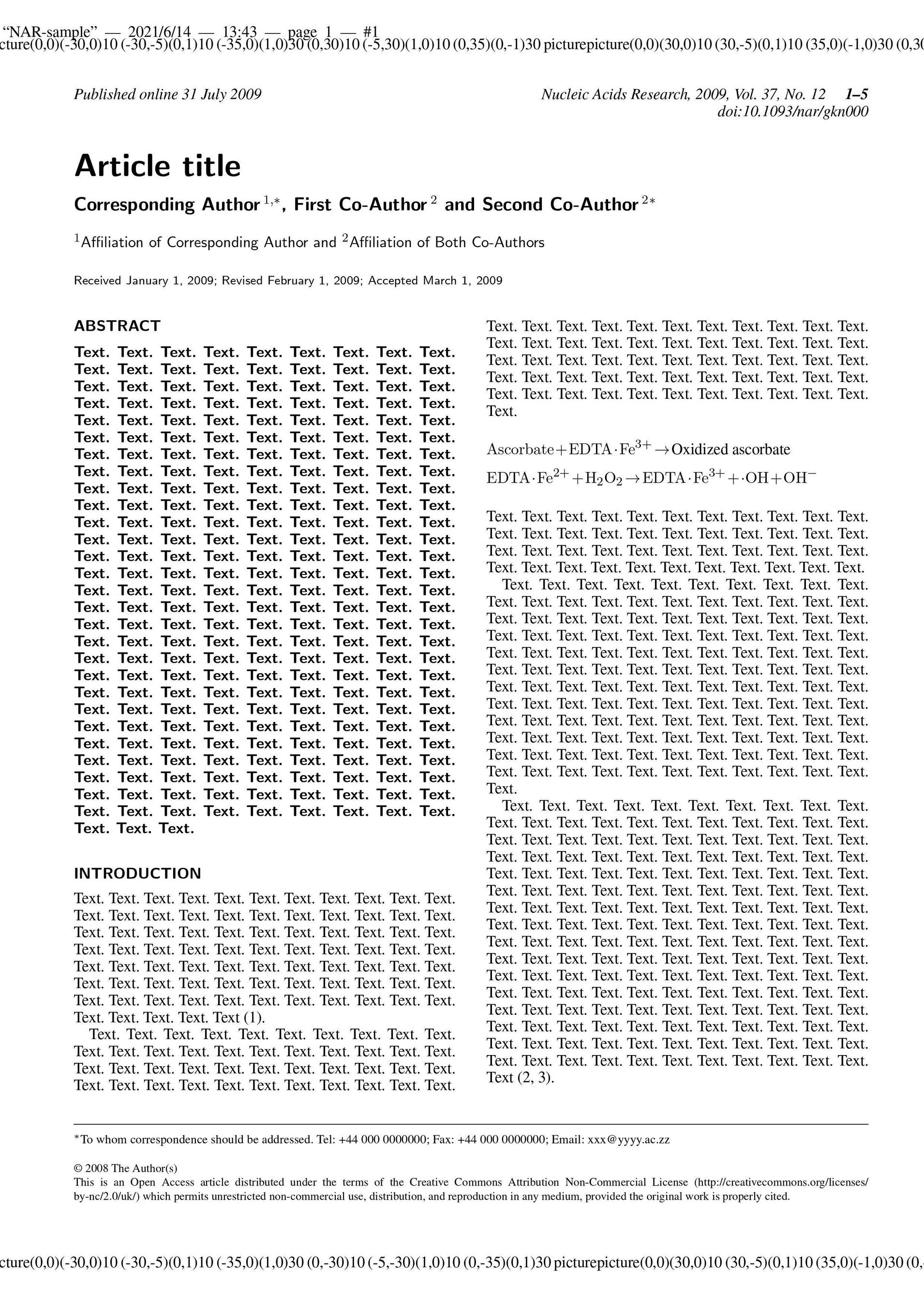 header footer Unwanted Text, when using the Nucleic Acid Research