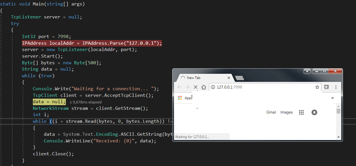 c Socket Exception error Stack Overflow