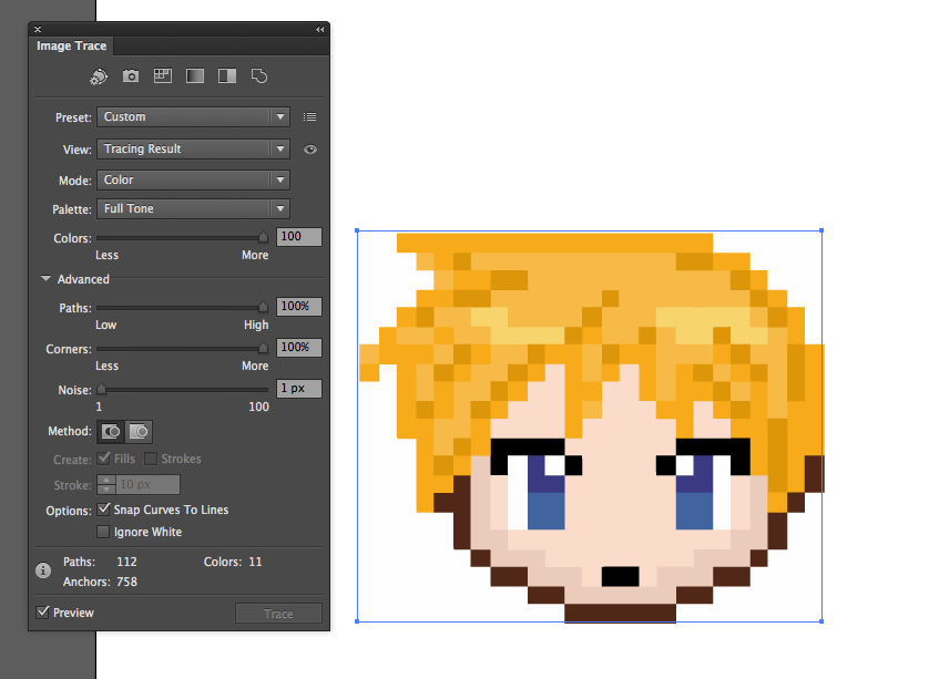 Inkscape vector graphics from pixel art repairfad