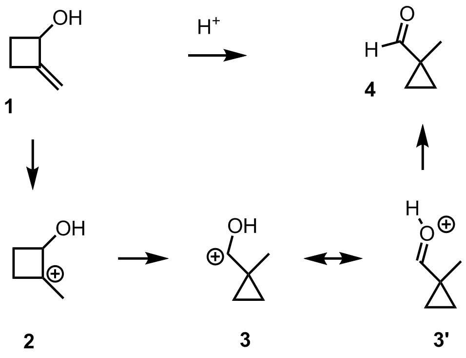 organic chemistry Mechanism for ring contraction from 2