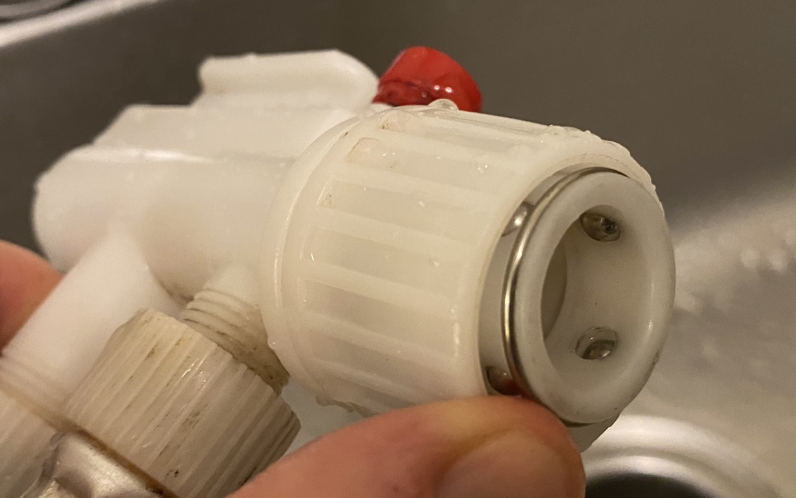 Where does this gasket go? Countertop dishwasher faucet adapter Love