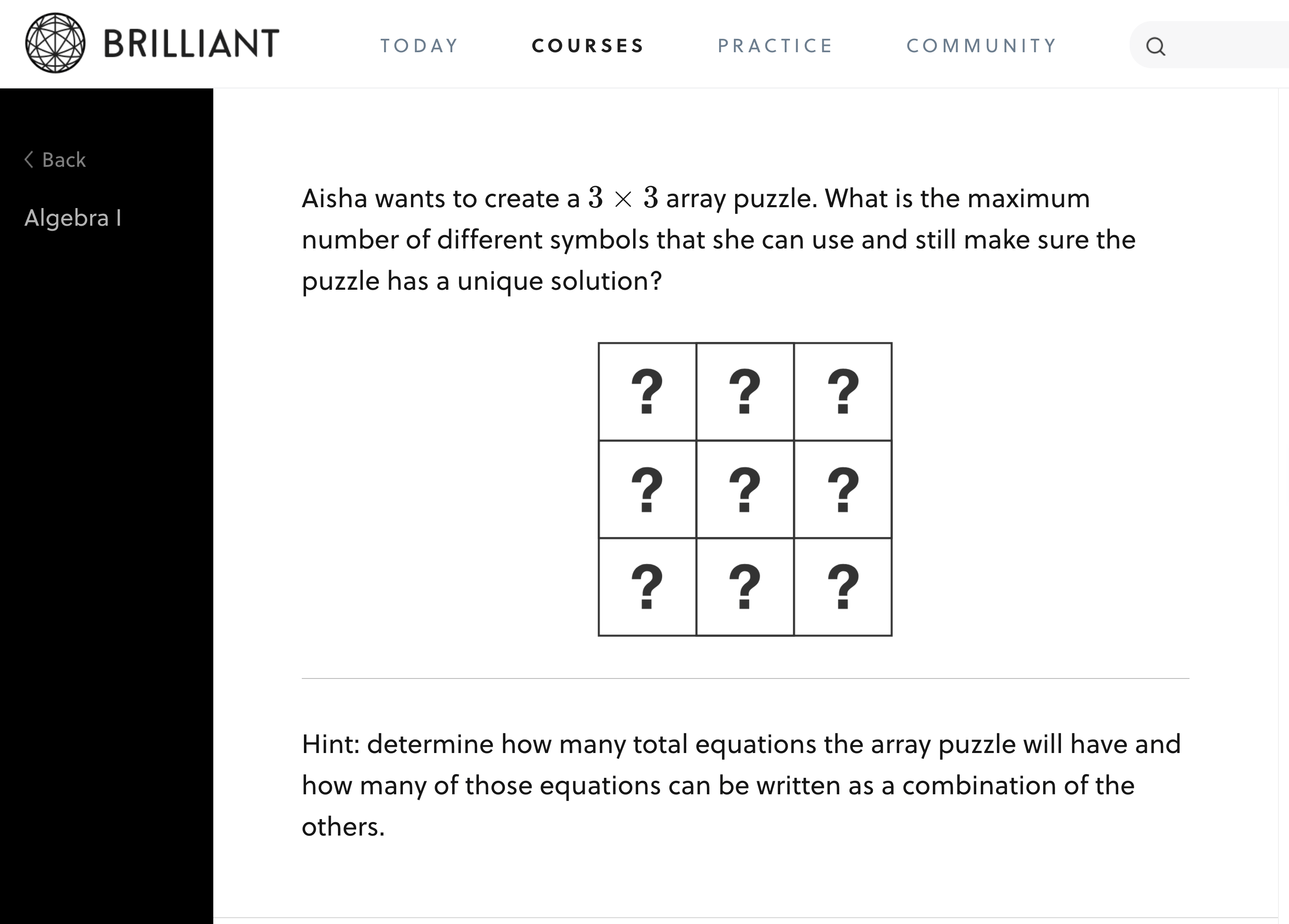 linear programming Why is it that a 3x3 math puzzle can have no more