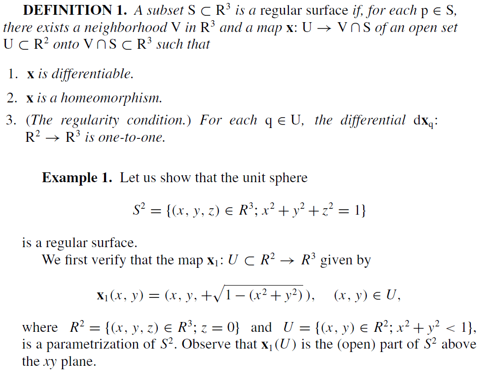 differential geometry do Carmo's proof to the fact that a unit sphere