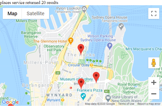 javascript Google Places API only returning 1 result Stack Overflow