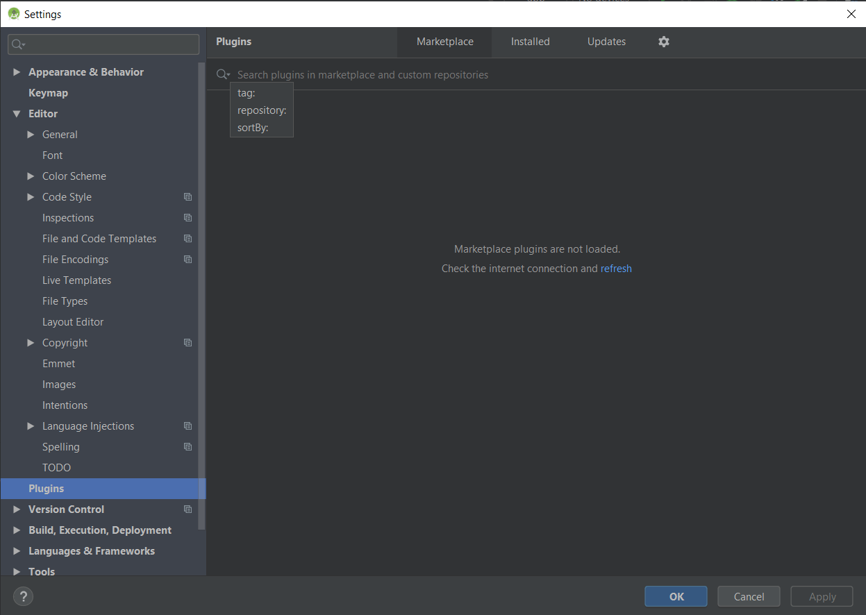 Android Studio 3.5.2 Marketplace plugins are not loading Stack Overflow