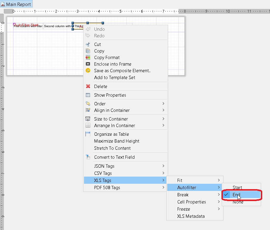 jasperreports Tutorial => Adding autofilter for columns