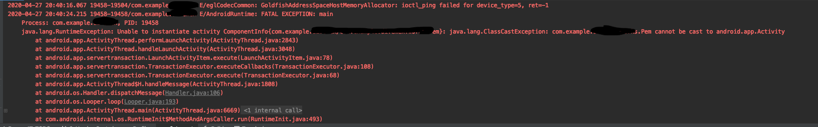 java Call Fragment Activity error Unable to instantiate activity
