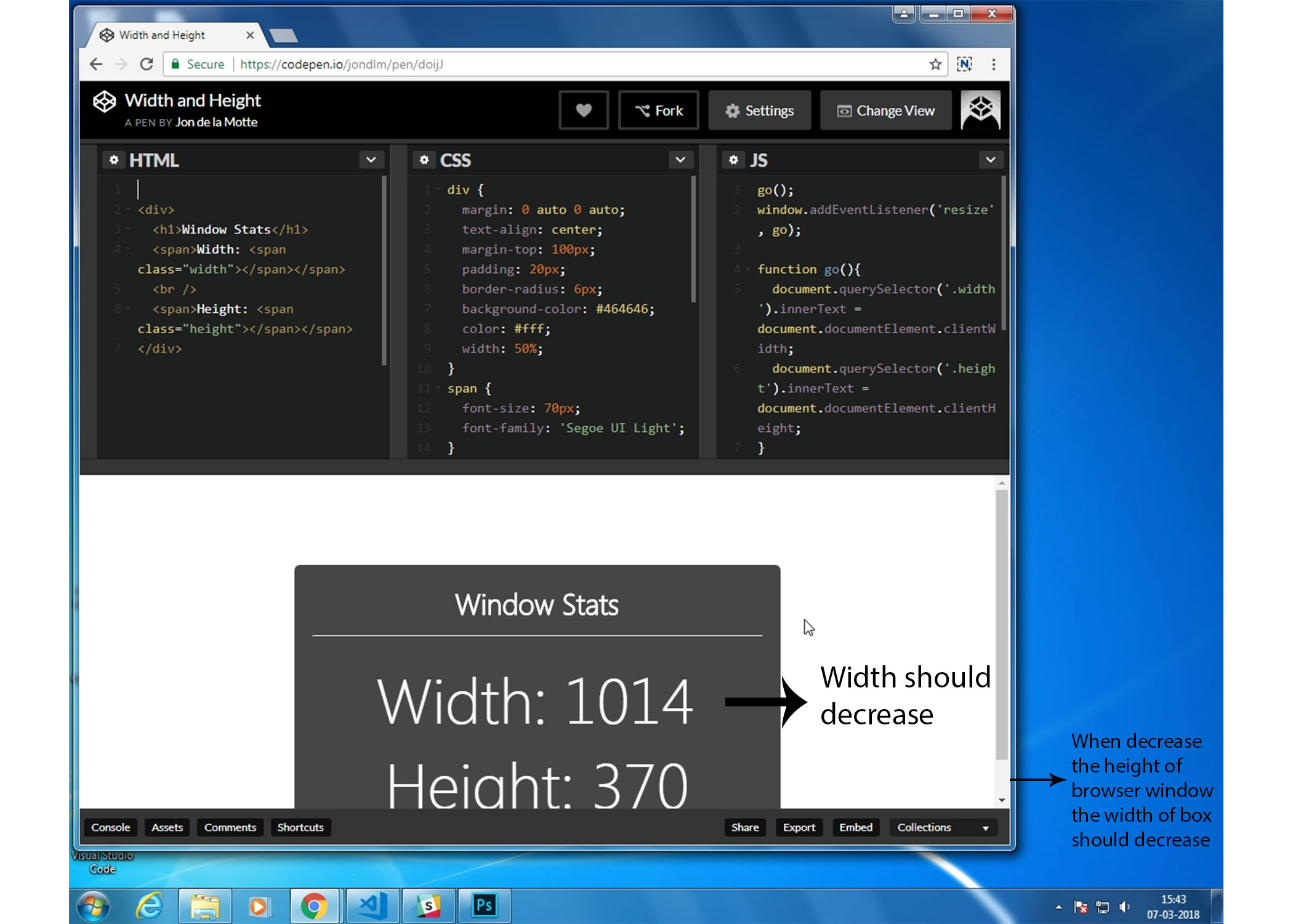 When I decrease the height of browser the width of box