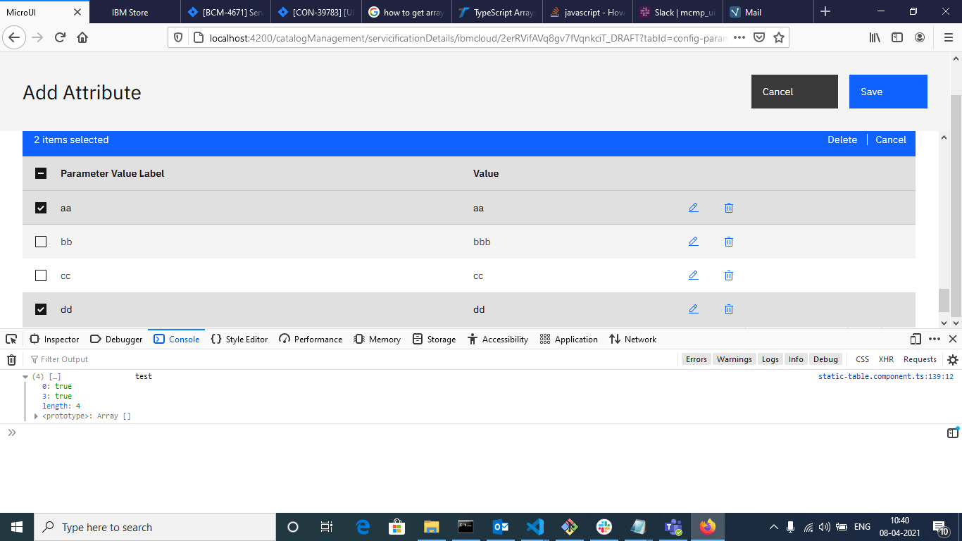 How to delete multiple selected rows from array in angular Angular