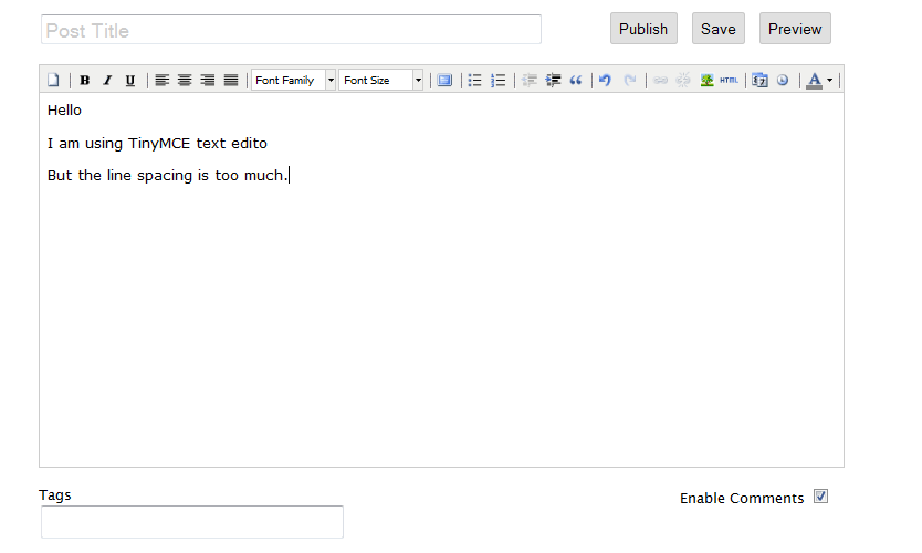 html Decrease the line spacing in TinyMCE textarea
