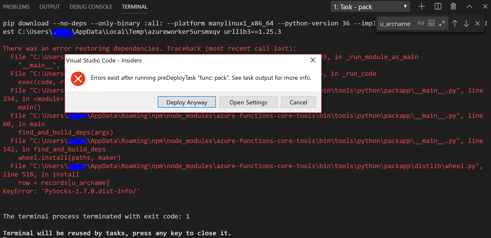KeyError when deploying Python Function App on Azure Stack Overflow