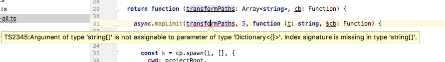 typescript2.0 Missing index signature in type Array with TypeScript