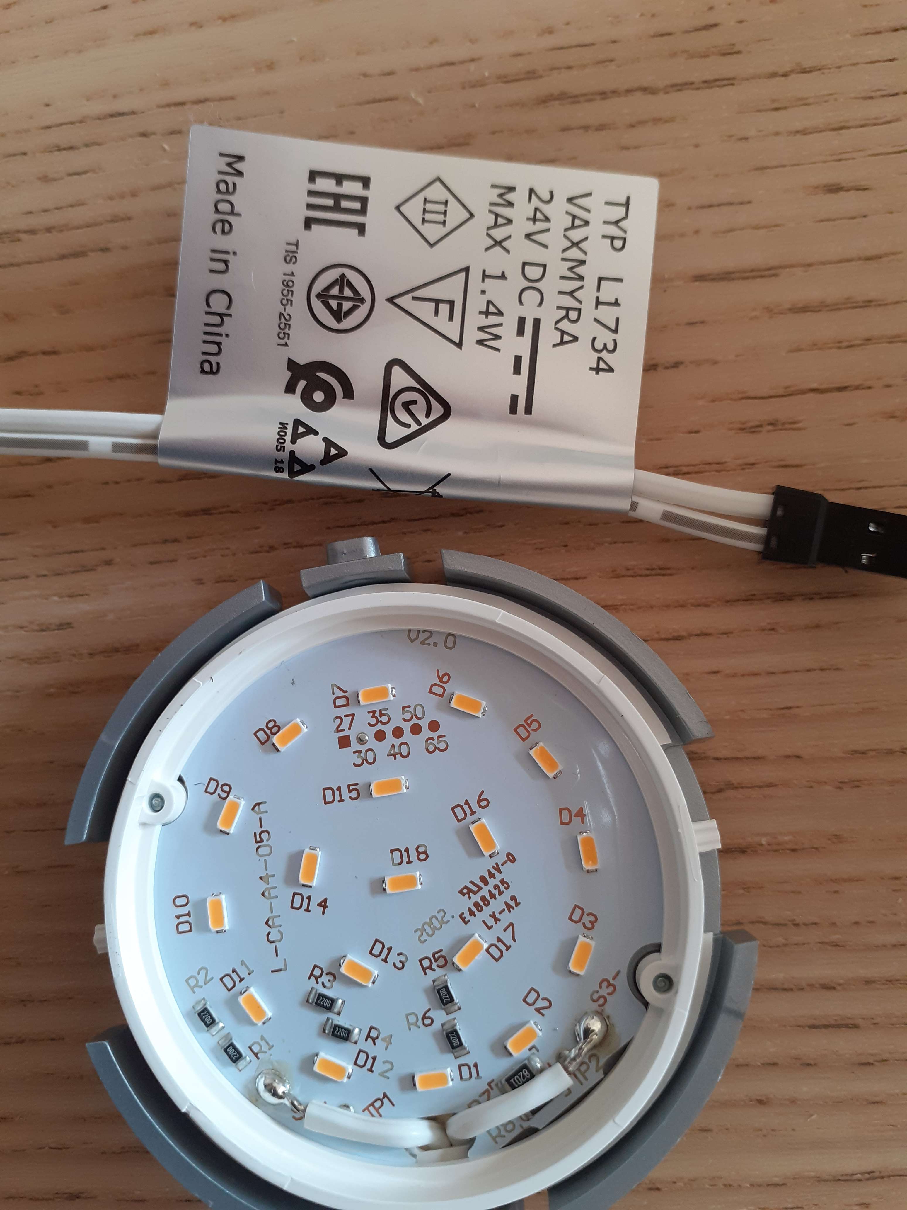 Hi! I would like to connect my LED lights (Vaxmyra from IKEA) designed