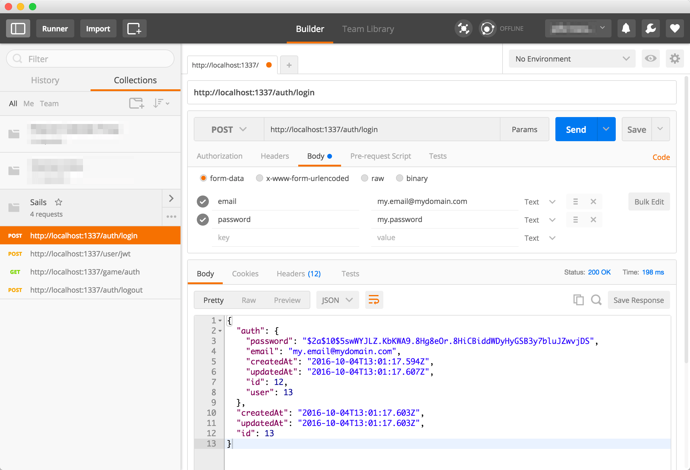 node.js sails + waterlock, how to implement the workflow