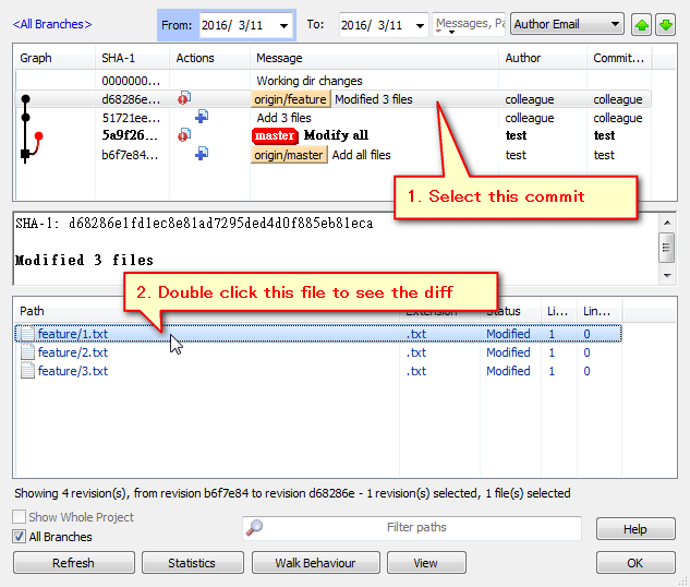 git TortoiseGit how to review all changes in a branch Stack Overflow
