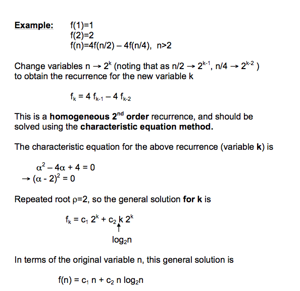 algorithms Second Order Homogeneous Recurrence Relation Question