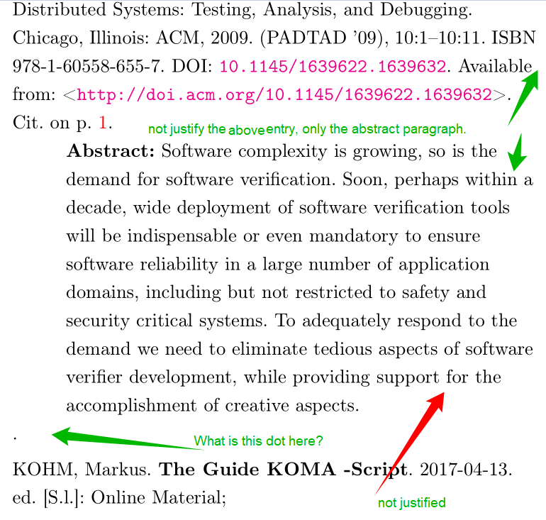 biblatex How to correctly insert and justify abstract paragraph on my