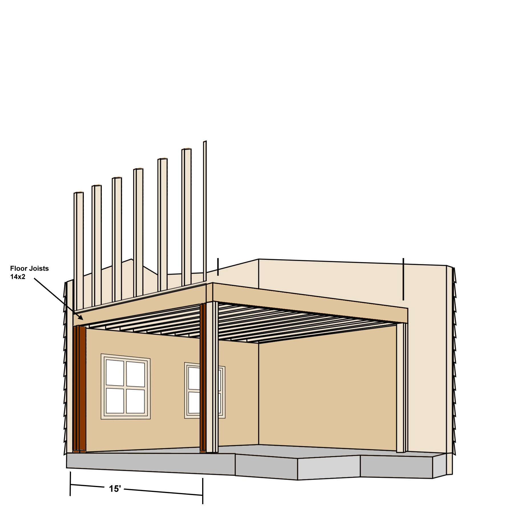 load bearing removing a exterior wall below a floor joist of the