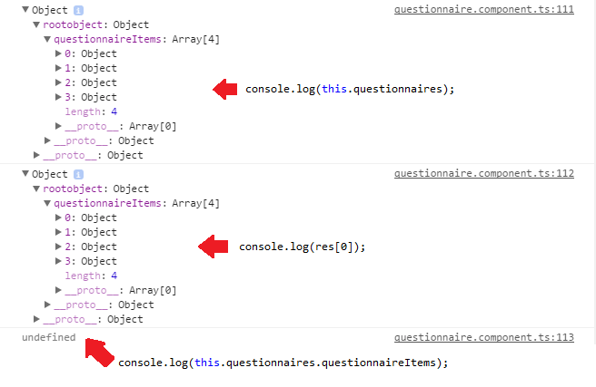 javascript Angular 2 Object properties are return as undefined but