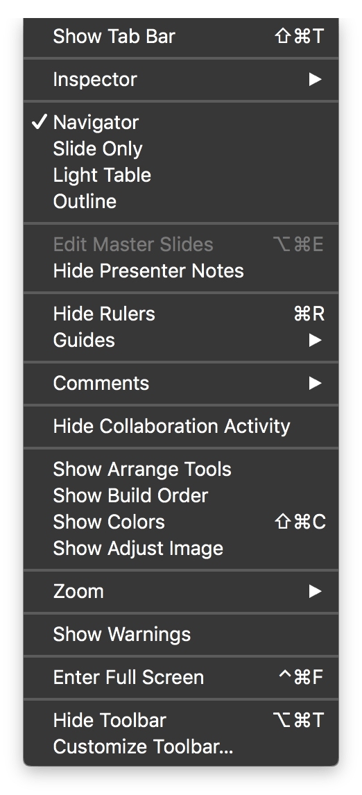 macros "Edit Master Slides" in Keynote disabled Super User