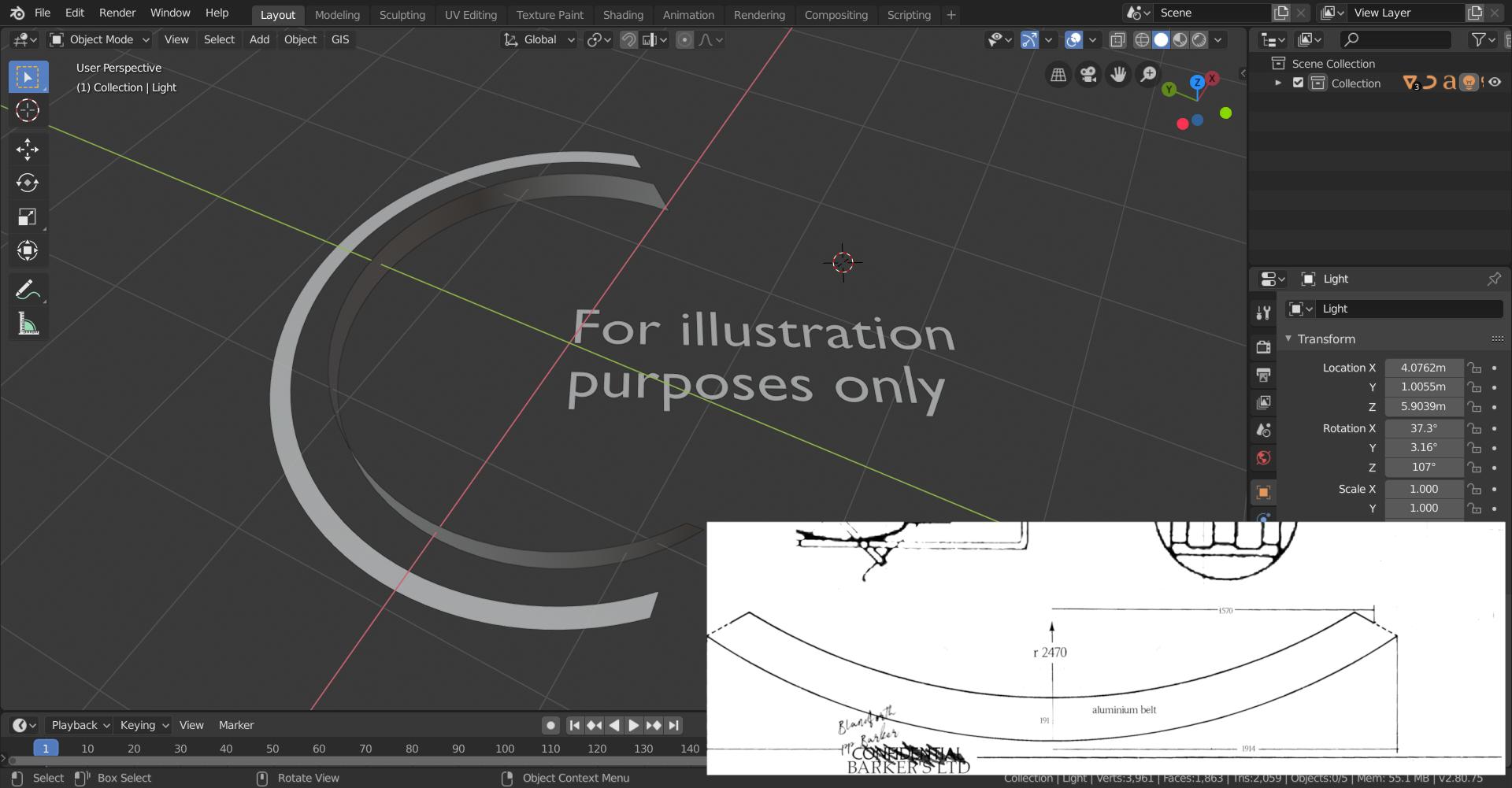 transforms Flat arc to 3D curve Blender Stack Exchange