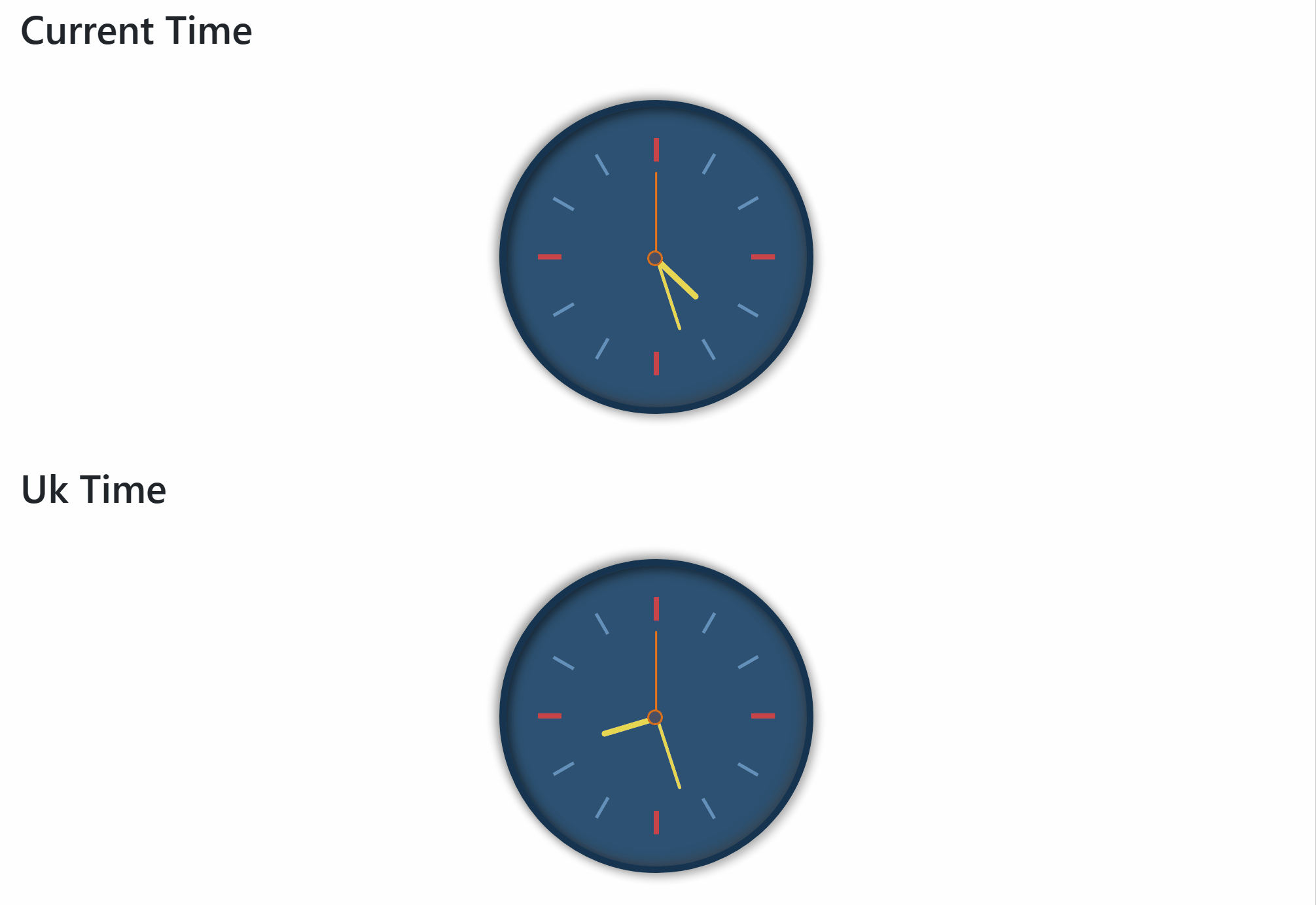 javascript Display 2 analog clock in Core with a different