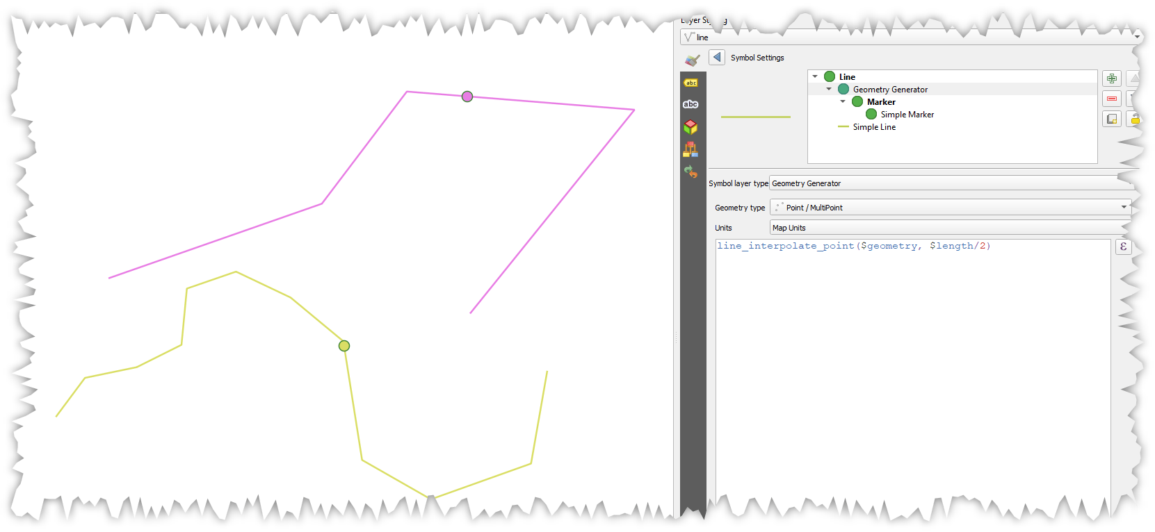 Midpoint coordinates from line in Field Calculator (QGIS) Geographic