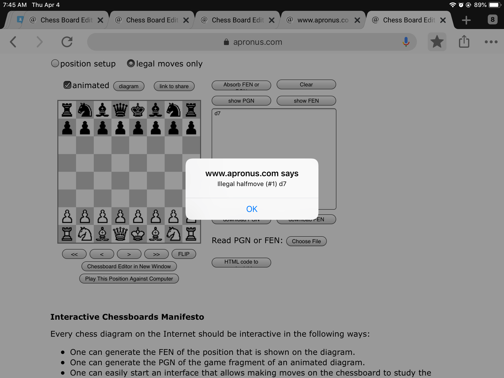 software Why is Apronus allowing the white king to castle through an