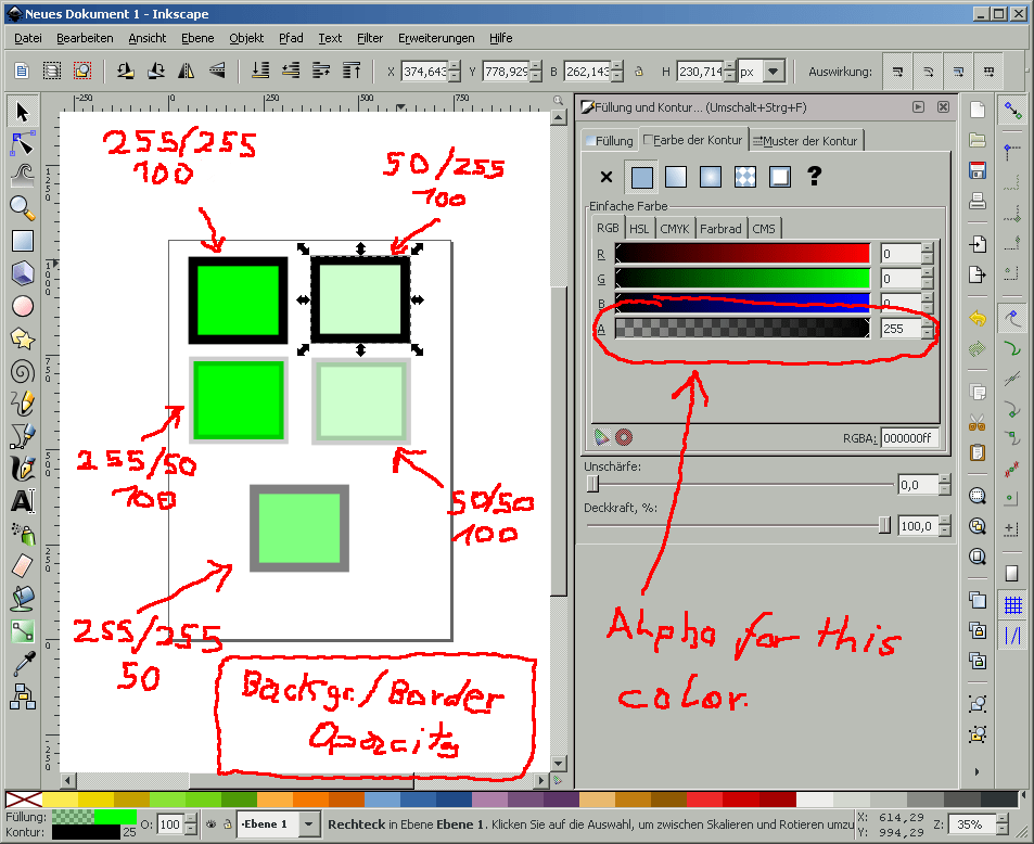 Set "fill" and "stroke" opacity independently in inkscape Super User