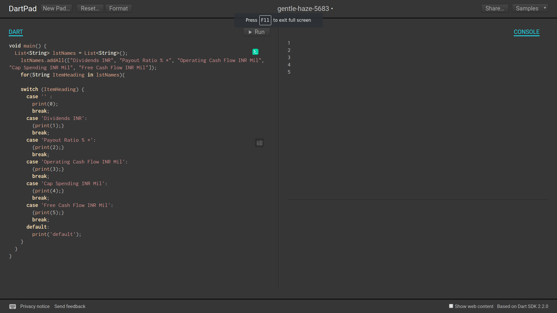 flutter switch case in dart is not working properly Stack Overflow