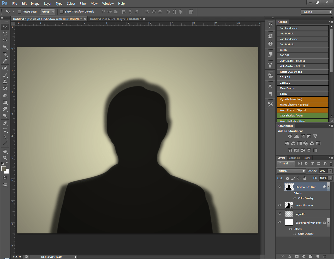 adobe How to achieve a shadowed shape behind a semi opaque
