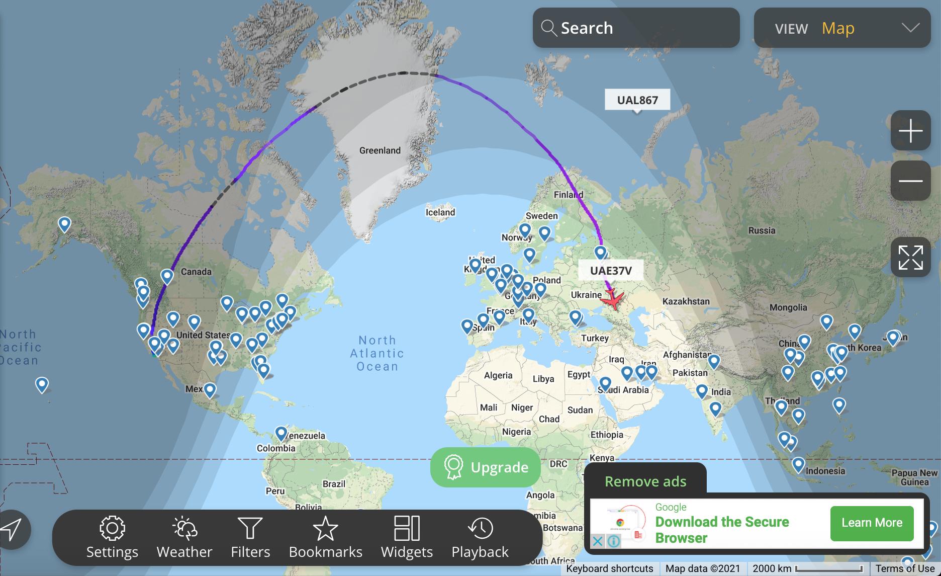 flightradar24 Why don't most planes fly in a straight path