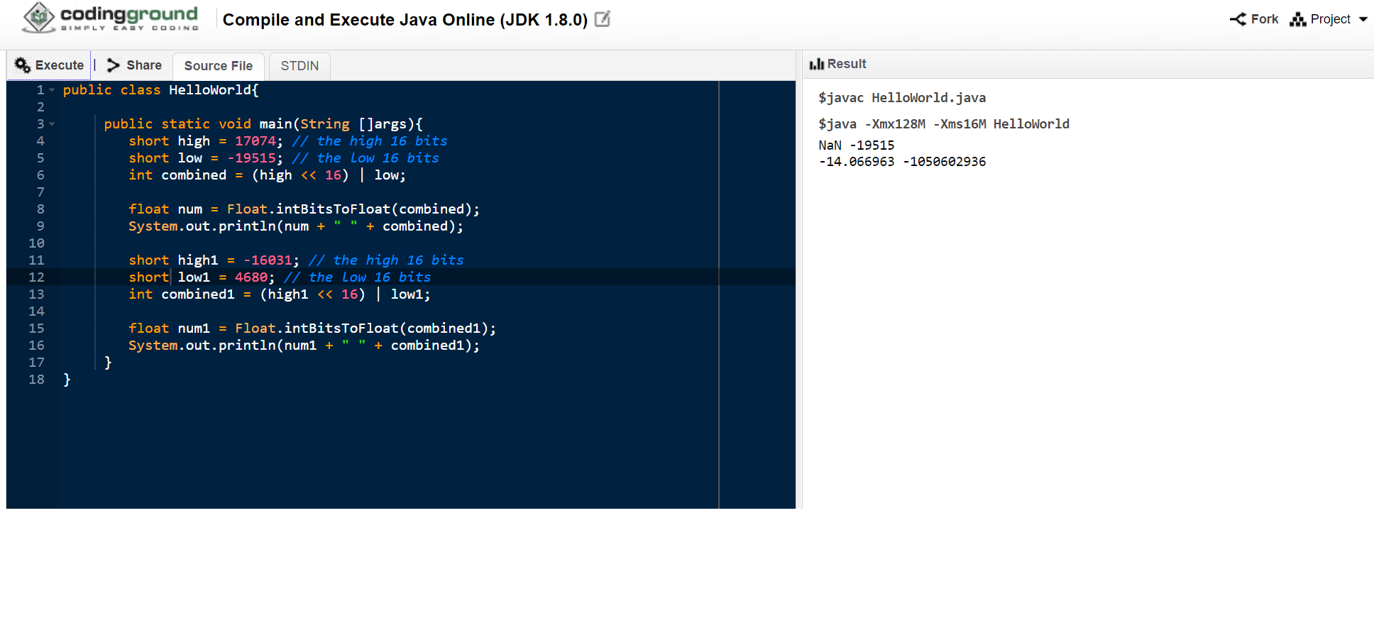 java Convert PLC Modbus Signals to Float Value (pair of 16 bits integer into a 32 bit float