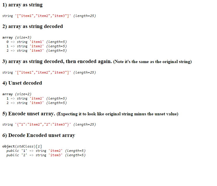 php Why does unset() change the way json_encode formats the string