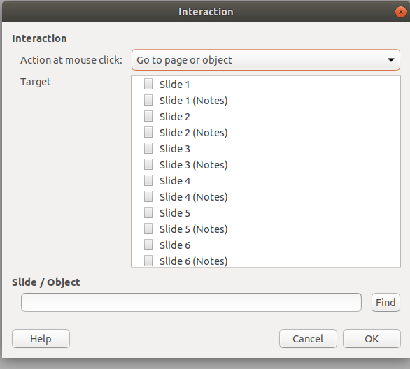 openoffice Interaction with Libreoffice Impress how to identify