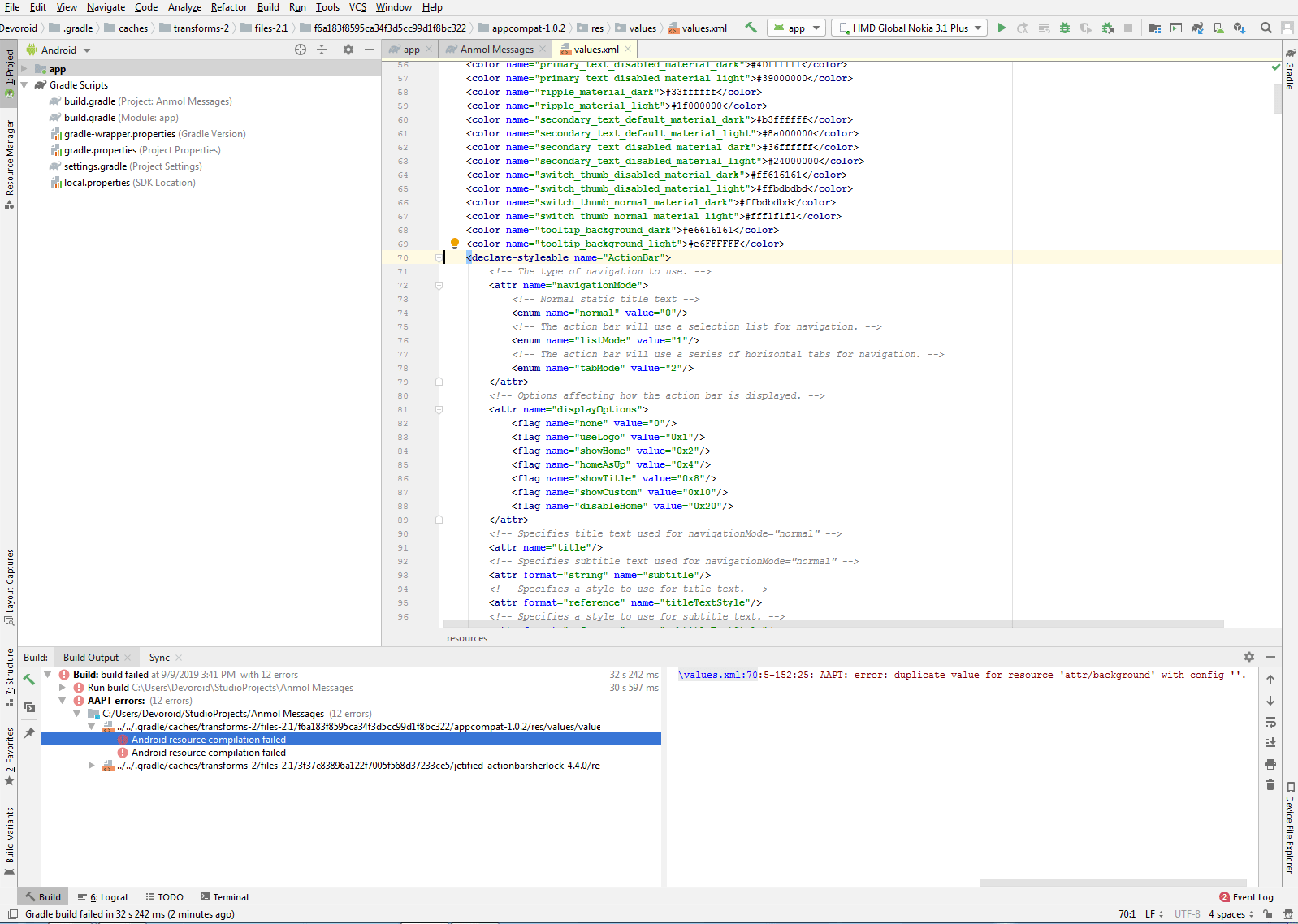 java failed linking references resource and duplicate