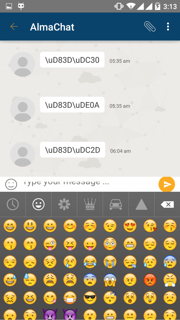android EmojiconEditText is adding the emojis from the