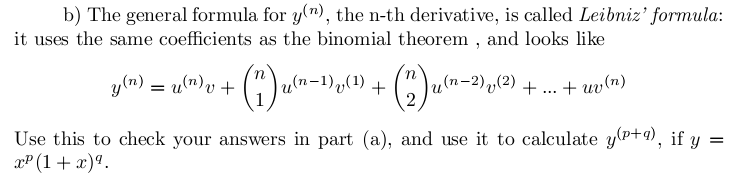 derivatives Leibniz's formula Mathematics Stack Exchange