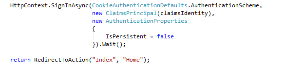 c Working with return url and cookie authentication in core